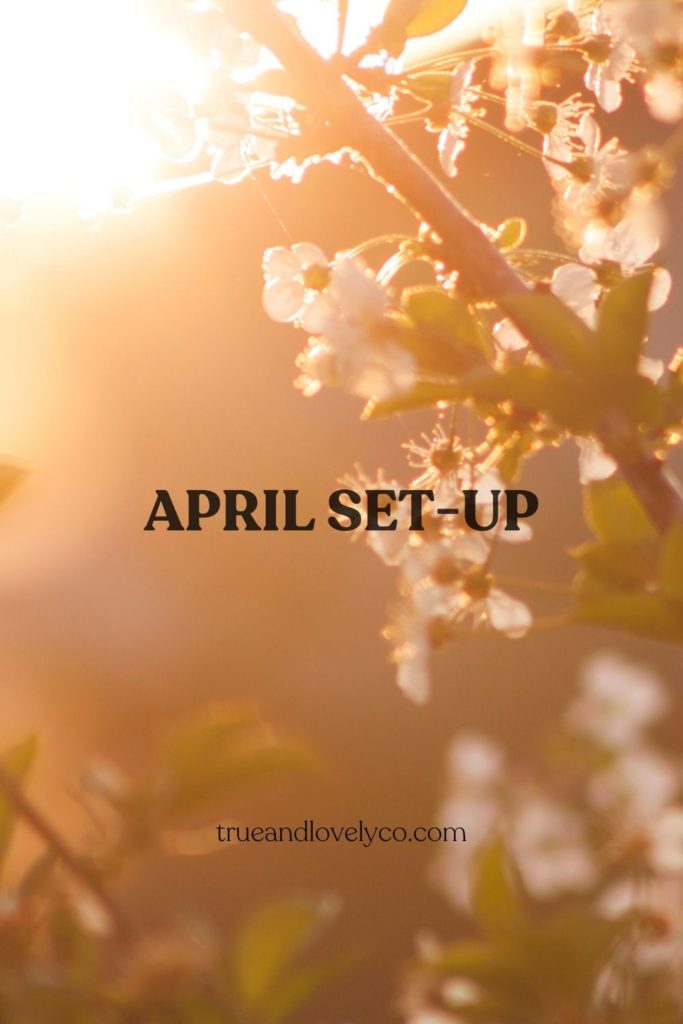 april set up text over floral background